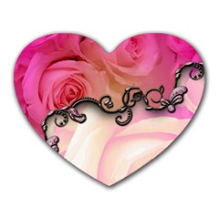 Decorative Elegant Roses Heart Mousepads by FantasyWorld7