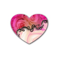 Decorative Elegant Roses Heart Coaster (4 Pack)  by FantasyWorld7