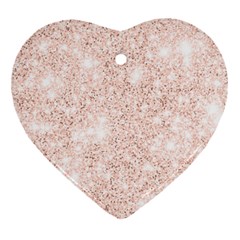 Rose Gold Pink Glitters Metallic Finish Party Texture Imitation Pattern Ornament (heart) by genx