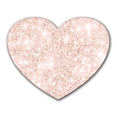 Rose Gold Pink Glitters Metallic Finish Party Texture Imitation Pattern Heart Mousepads by genx