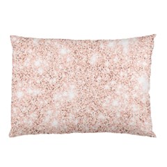 Rose Gold Pink Glitters Metallic Finish Party Texture Imitation Pattern Pillow Case by genx