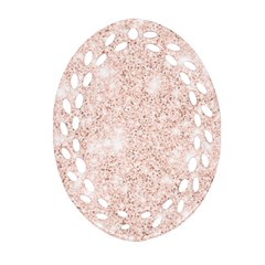 Rose Gold Pink Glitters Metallic Finish Party Texture Imitation Pattern Ornament (oval Filigree) by genx