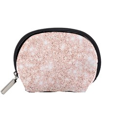 Rose Gold Pink Glitters Metallic Finish Party Texture Imitation Pattern Accessory Pouch (small) by genx