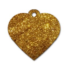 Gold Glitters Metallic Finish Party Texture Background Faux Shine Pattern Dog Tag Heart (two Sides) by genx