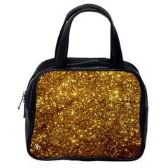 Gold Glitters Metallic Finish Party Texture Background Faux Shine Pattern Classic Handbag (one Side) by genx