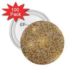 Retro Gold Glitters Golden Disco Ball Optical Illusion 2 25  Buttons (100 Pack)  by genx