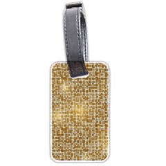 Retro Gold Glitters Golden Disco Ball Optical Illusion Luggage Tag (two Sides) by genx