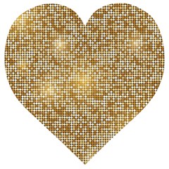 Retro Gold Glitters Golden Disco Ball Optical Illusion Wooden Puzzle Heart by genx