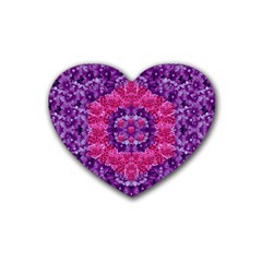 Flowers And Purple Suprise To Love And Enjoy Rubber Coaster (heart)  by pepitasart