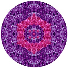 Flowers And Purple Suprise To Love And Enjoy Wooden Puzzle Round by pepitasart