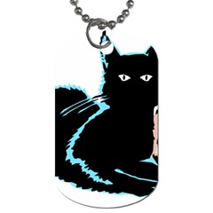 Black Cat & Halloween Skull Dog Tag (one Side)