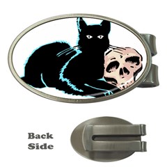 Black Cat & Halloween Skull Money Clips (oval)  by gothicandhalloweenstore