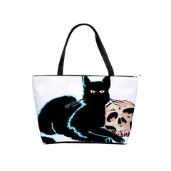 Black Cat & Halloween Skull Classic Shoulder Handbag by gothicandhalloweenstore
