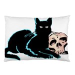 Black Cat & Halloween Skull Pillow Case (Two Sides) Front