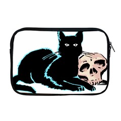 Black Cat & Halloween Skull Apple Macbook Pro 17  Zipper Case by gothicandhalloweenstore
