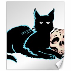 Black Cat & Halloween Skull Canvas 8  X 10  by gothicandhalloweenstore