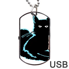 Black Cat & Halloween Skull Dog Tag Usb Flash (one Side) by gothicandhalloweenstore