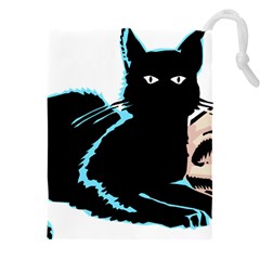 Black Cat & Halloween Skull Drawstring Pouch (4xl)