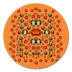 Happy Pumkins And Ghosts And  They Love The Season Magnet 5  (round) by pepitasart