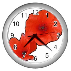Coquelicots Fleurs Wall Clock (silver)