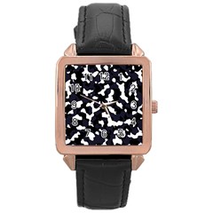 Camouflage Bleu Rose Gold Leather Watch  by kcreatif