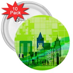 Architecture Skyline 3  Buttons (10 Pack)  by Wegoenart