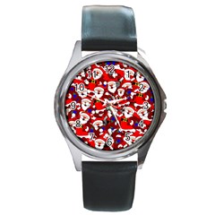 Nicholas Santa Christmas Pattern Round Metal Watch