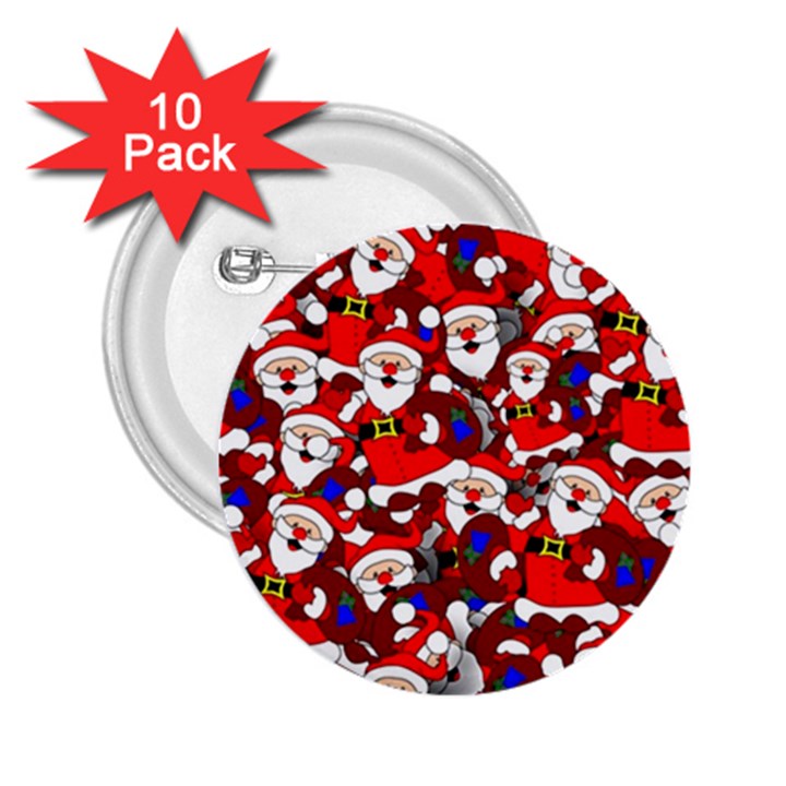 Nicholas Santa Christmas Pattern 2.25  Buttons (10 pack) 