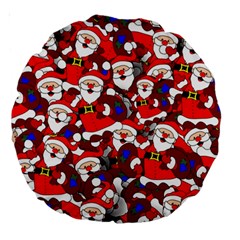 Nicholas Santa Christmas Pattern Large 18  Premium Round Cushions by Wegoenart