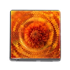 Abstract Dahlia Orange Autumn Memory Card Reader (square 5 Slot) by Wegoenart