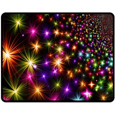 Star Colorful Christmas Abstract Double Sided Fleece Blanket (medium)  by Wegoenart