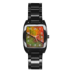 Fall Foliage Color Leaf Veins Stainless Steel Barrel Watch by Wegoenart