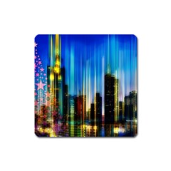 Skyline Frankfurt Christmas Star Square Magnet by Wegoenart