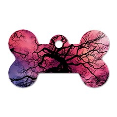 Trees Silhouette Sky Clouds Sunset Dog Tag Bone (one Side) by Wegoenart