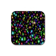 Star Colorful Christmas Abstract Rubber Square Coaster (4 Pack)  by Wegoenart