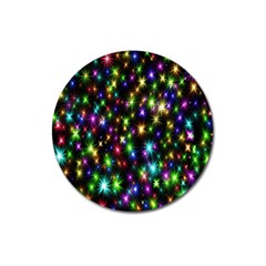 Star Colorful Christmas Abstract Magnet 3  (round) by Wegoenart