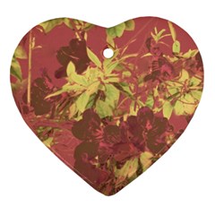 Tropical Vintage Floral Artwork Print Heart Ornament (two Sides) by dflcprintsclothing