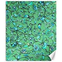 Green Flowers Canvas 8  x 10 