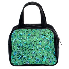 Green Flowers Classic Handbag (two Sides) by ZeeBee