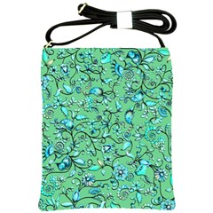 Green Flowers Shoulder Sling Bag