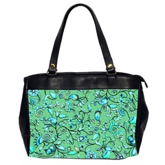 Green Flowers Oversize Office Handbag (2 Sides)