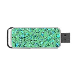 Green Flowers Portable USB Flash (Two Sides)