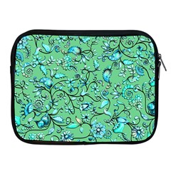 Green Flowers Apple iPad 2/3/4 Zipper Cases