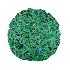 Green Flowers Standard 15  Premium Flano Round Cushions