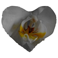 Orchidée Blanche Fleur Large 19  Premium Heart Shape Cushions