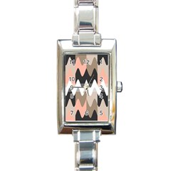 Pattern Abstrait Vagues Rose/noir/taupe Rectangle Italian Charm Watch by kcreatif