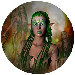 Beautiful Fairy In The Night Wooden Puzzle Round by FantasyWorld7