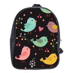 Birds Cute Pattern Background School Bag (xl)
