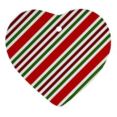 Christmas Color Stripes Heart Ornament (two Sides) by Vaneshart