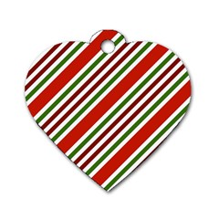Christmas Color Stripes Dog Tag Heart (one Side) by Vaneshart